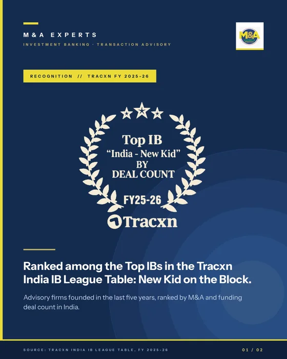 Tracxn India IB League Table FY 2025-26: M&A Experts International named Top IB, India New Kid, by deal count